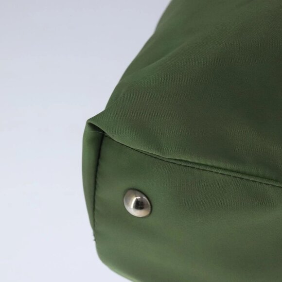 PRADA Hand Bag Nylon leather 2way Khaki Dark Brown Silver Auth 102248 - Picture 5 of 16